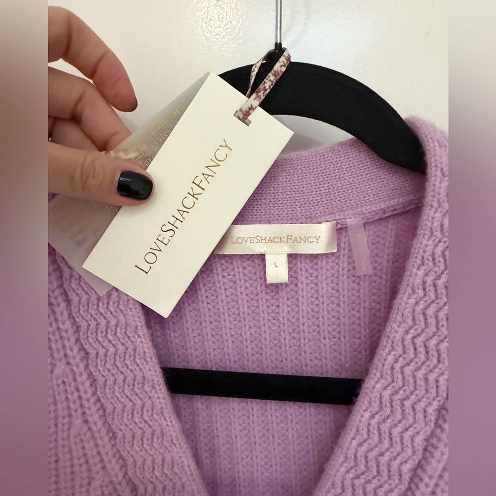 NWT LOVESHACKFANCY LARGE AVIGNON CROPPED WOOL/CASHMERE CARDIGAN